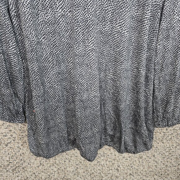 Michael Kors Top Womens Large Black Keyhole Neck Printed Blouse‎ Casual Ladies - Picture 5 of 7